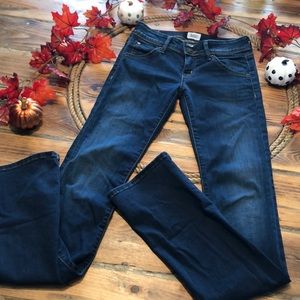 Hudson button fly back pocket straight leg jean